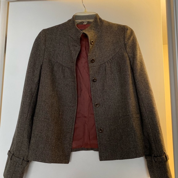 Katayone Adeli Tweed Brown Wool Jacket - Picture 1 of 5